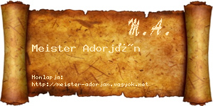 Meister Adorján névjegykártya
